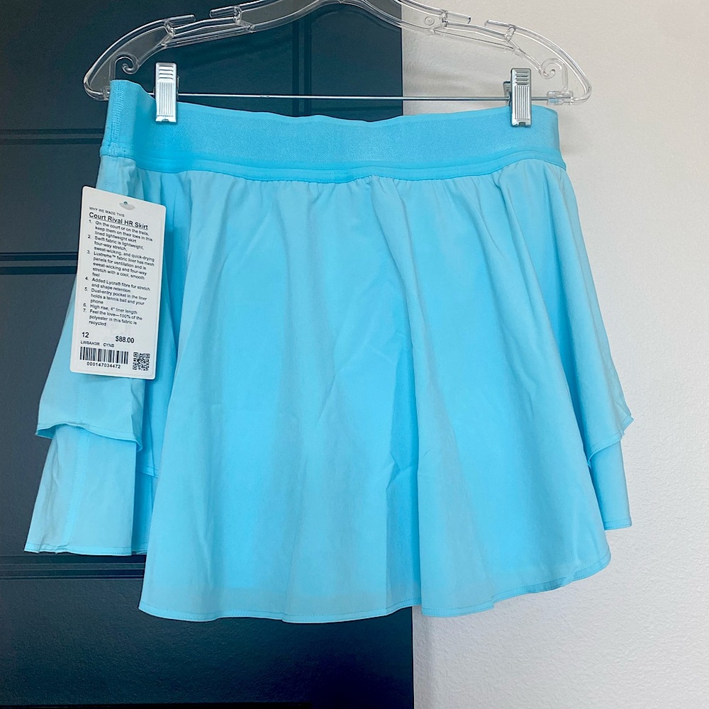Lululemon Court Rival HR Skirt Women’s Size 12. Light blue. New with Tags